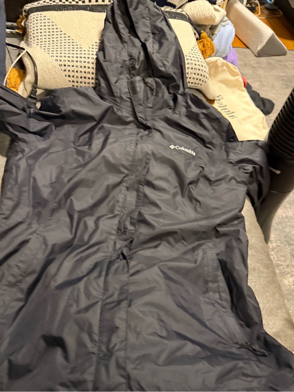 Columbia Black Hooded Rain Jacket  M